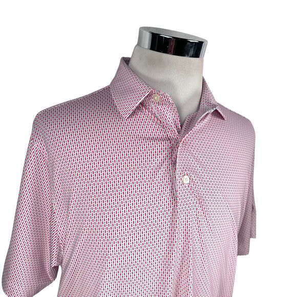 FootJoy Polo Shirt Men’s Medium Multi Geometric Stretch Short Sleeve Woodcrest - Picture 2 of 11